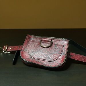 Red Snake Skin Belt Purse PU Leather
